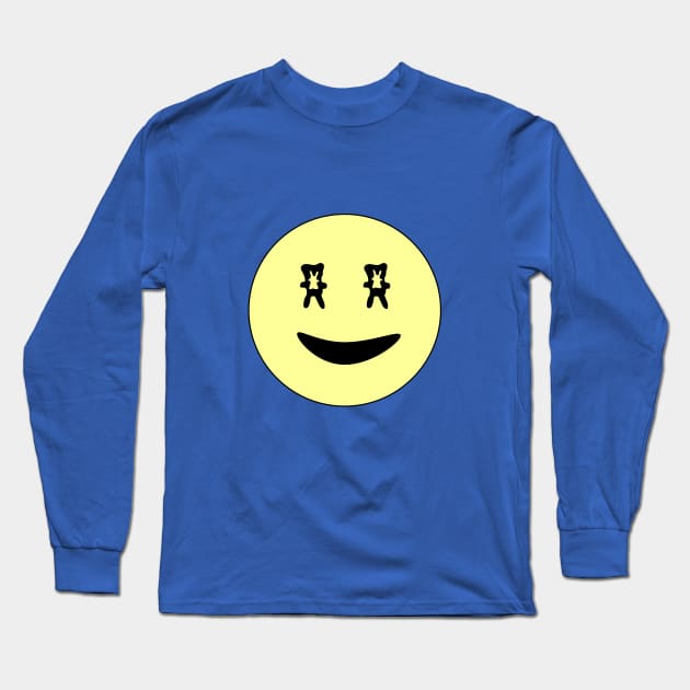 Classic retro Smiley Face Emoji with upside-down Bunny Eyes Long Sleeve T-Shirt by jumitu404